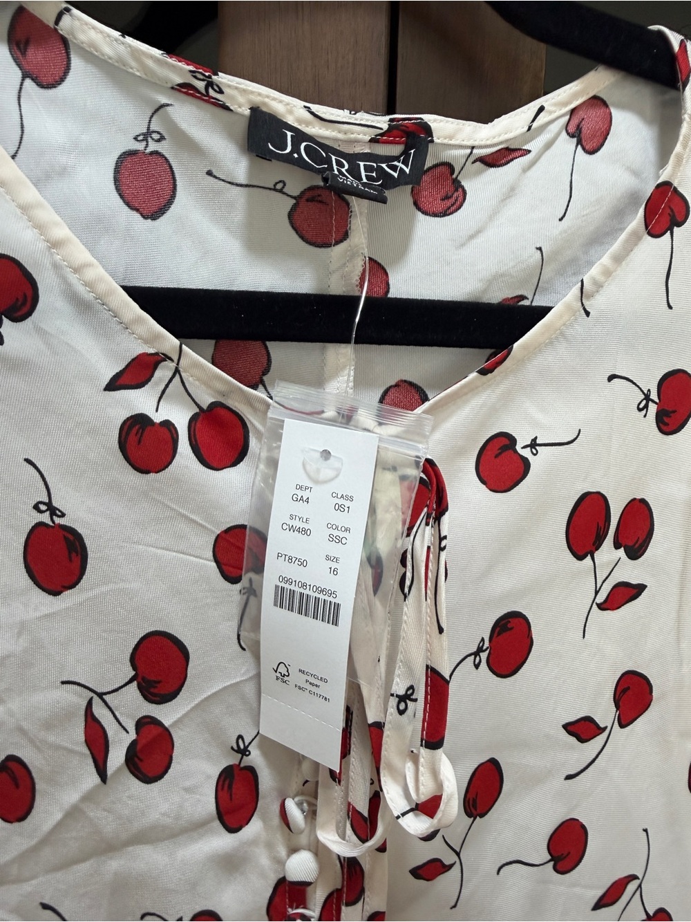 NWOT J. Crew White Maxi Dress with Red Cherry Print - Picture 6 of 11